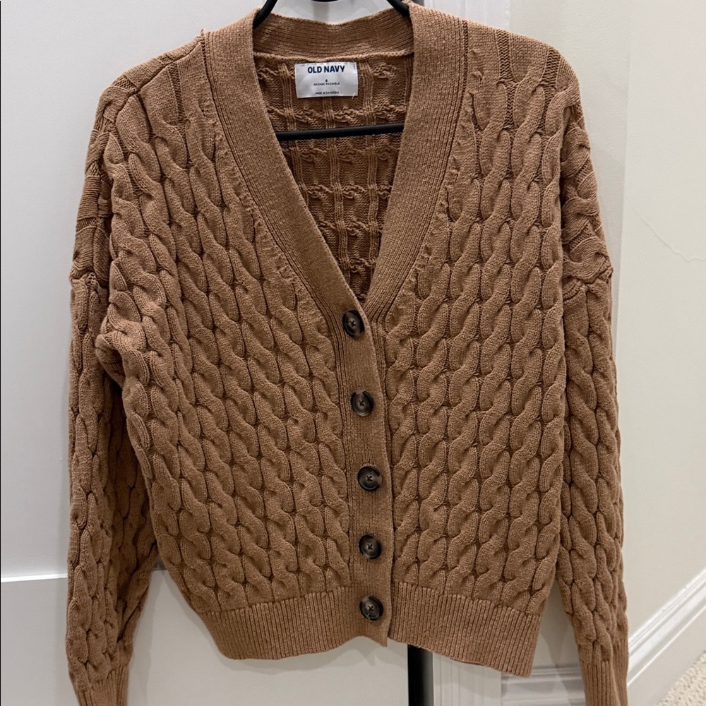 Old Navy Women's Tan Cable Knit Cardigan